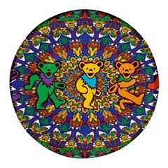 Dead Dancing Bears Grateful Dead Pattern Round Glass Fridge Magnet (4 Pack) by Grandong