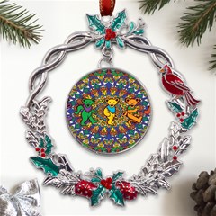 Dead Dancing Bears Grateful Dead Pattern Metal X mas Wreath Holly Leaf Ornament