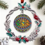 Dead Dancing Bears Grateful Dead Pattern Metal X mas Wreath Holly leaf Ornament Front