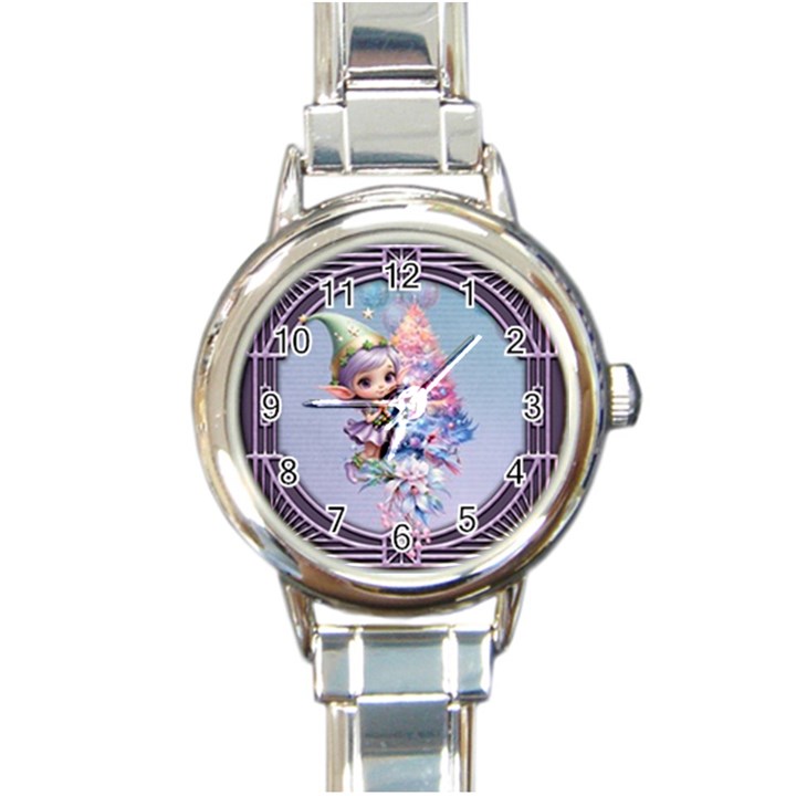 Christmas elf Round Italian Charm Watch