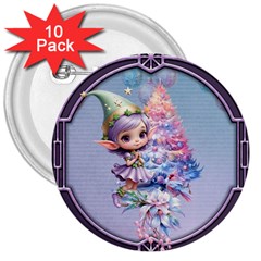 Christmas Elf 3  Buttons (10 Pack)  by FantasyArt