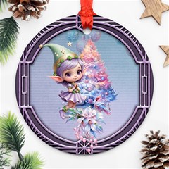 Christmas Elf Round Ornament (two Sides)