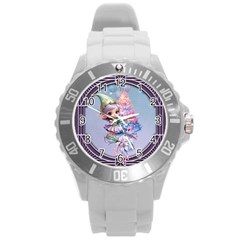 Christmas Elf Round Plastic Sport Watch (l) by FantasyArt