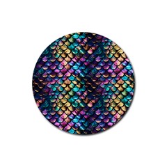 Rainbow Scales Rubber Round Coaster (4 pack)