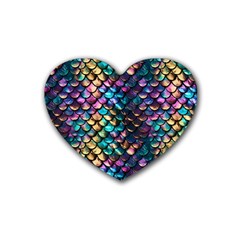 Rainbow Scales Rubber Coaster (Heart)