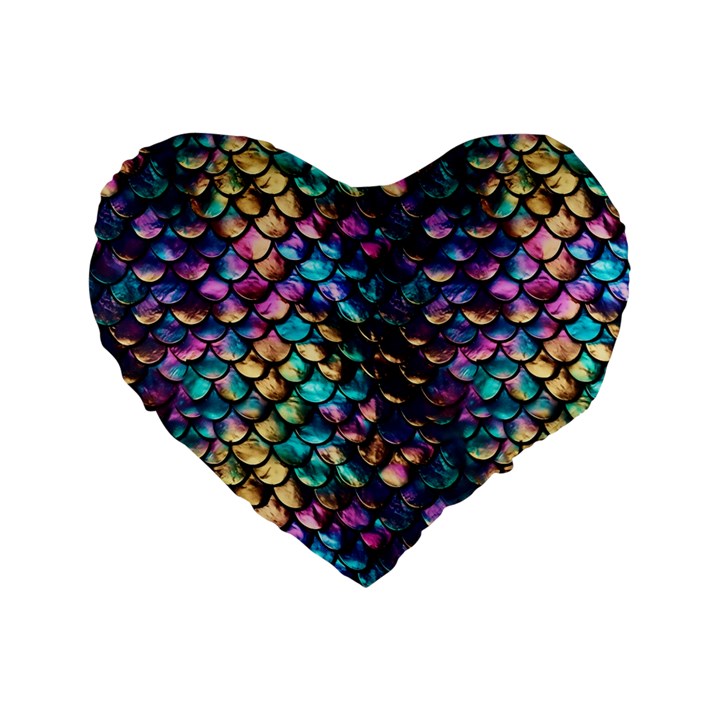 Rainbow Scales Standard 16  Premium Heart Shape Cushions