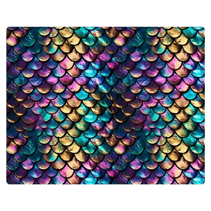 Rainbow Scales Two Sides Premium Plush Fleece Blanket (Teen Size)