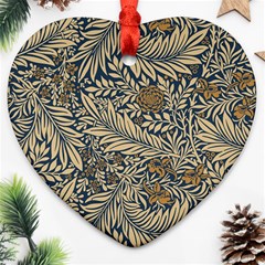 Brown Vintage Background Vintage Floral Pattern Ornament (heart)