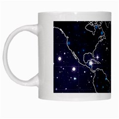 Blue World Map Starry Night Sky World Map Concept Art White Mug