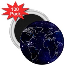 Blue World Map Starry Night Sky World Map Concept Art 2 25  Magnets (100 Pack)  by Loisa77