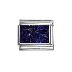 Blue World Map Starry Night Sky World Map Concept Art Italian Charm (9mm) by Loisa77