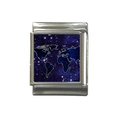 Blue World Map Starry Night Sky World Map Concept Art Italian Charm (13mm)