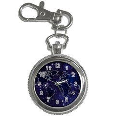 Blue World Map Starry Night Sky World Map Concept Art Key Chain Watches by Loisa77