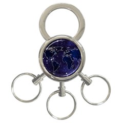 Blue World Map Starry Night Sky World Map Concept Art 3-ring Key Chain by Loisa77