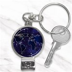 Blue World Map Starry Night Sky World Map Concept Art Nail Clippers Key Chain Front