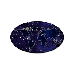 Blue World Map Starry Night Sky World Map Concept Art Sticker (Oval)