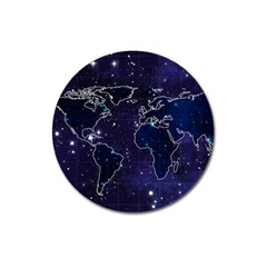 Blue World Map Starry Night Sky World Map Concept Art Magnet 3  (round) by Loisa77