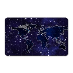 Blue World Map Starry Night Sky World Map Concept Art Magnet (Rectangular)