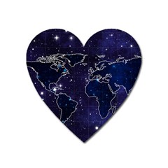 Blue World Map Starry Night Sky World Map Concept Art Heart Magnet