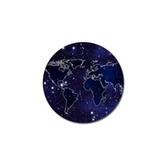 Blue World Map Starry Night Sky World Map Concept Art Golf Ball Marker by Loisa77