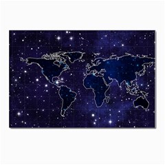 Blue World Map Starry Night Sky World Map Concept Art Postcard 4 x 6  (pkg Of 10) by Loisa77