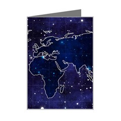 Blue World Map Starry Night Sky World Map Concept Art Mini Greeting Card