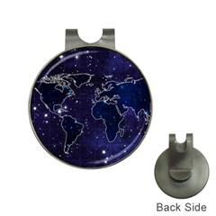 Blue World Map Starry Night Sky World Map Concept Art Hat Clips With Golf Markers by Loisa77