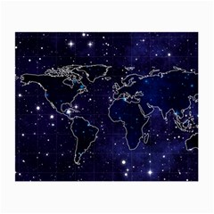 Blue World Map Starry Night Sky World Map Concept Art Small Glasses Cloth by Loisa77