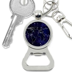 Blue World Map Starry Night Sky World Map Concept Art Bottle Opener Key Chain by Loisa77