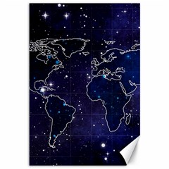 Blue World Map Starry Night Sky World Map Concept Art Canvas 12  x 18 