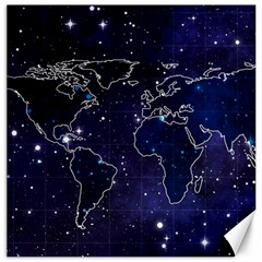 Blue World Map Starry Night Sky World Map Concept Art Canvas 16  x 16 