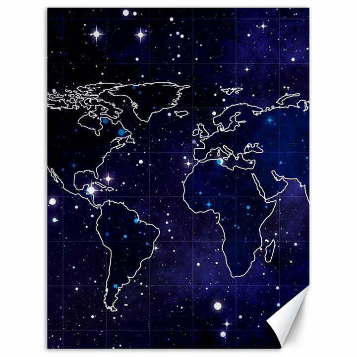 Blue World Map Starry Night Sky World Map Concept Art Canvas 18  x 24 