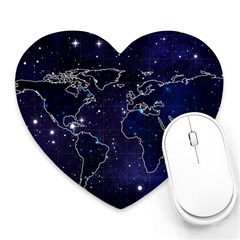 Blue World Map Starry Night Sky World Map Concept Art Heart Mousepad