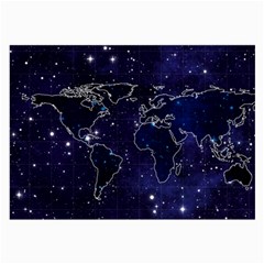 Blue World Map Starry Night Sky World Map Concept Art Large Glasses Cloth by Loisa77