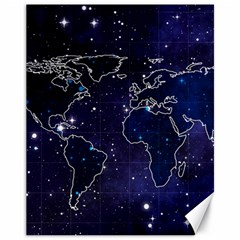 Blue World Map Starry Night Sky World Map Concept Art Canvas 11  X 14  by Loisa77