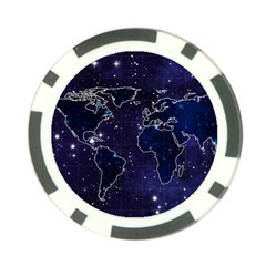 Blue World Map Starry Night Sky World Map Concept Art Poker Chip Card Guard by Loisa77