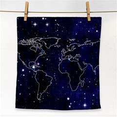 Blue World Map Starry Night Sky World Map Concept Art Face Towel by Loisa77