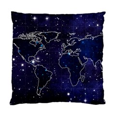 Blue World Map Starry Night Sky World Map Concept Art Standard Cushion Case (two Sides) by Loisa77