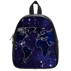 Blue World Map Starry Night Sky World Map Concept Art School Bag (small) by Loisa77