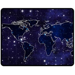 Blue World Map Starry Night Sky World Map Concept Art Fleece Blanket (medium) by Loisa77