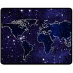 Blue World Map Starry Night Sky World Map Concept Art Fleece Blanket (Medium) 60 x50  Blanket Front