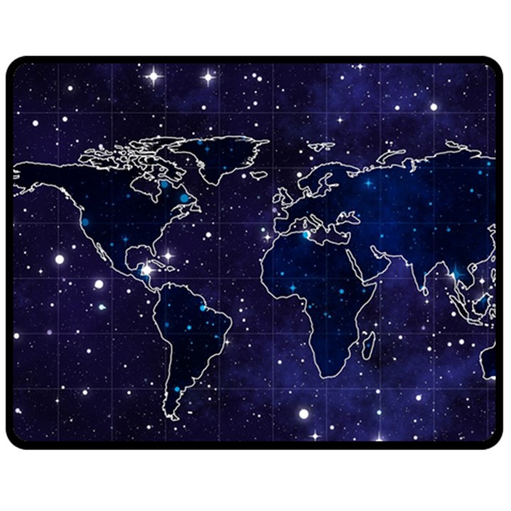 Blue World Map Starry Night Sky World Map Concept Art Fleece Blanket (Medium)