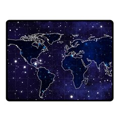 Blue World Map Starry Night Sky World Map Concept Art Fleece Blanket (Small)