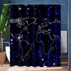 Blue World Map Starry Night Sky World Map Concept Art Shower Curtain 60  X 72  (medium)  by Loisa77