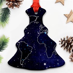 Blue World Map Starry Night Sky World Map Concept Art Ornament (christmas Tree)  by Loisa77