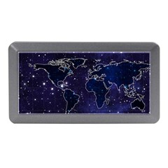 Blue World Map Starry Night Sky World Map Concept Art Memory Card Reader (mini) by Loisa77