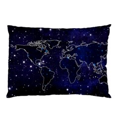 Blue World Map Starry Night Sky World Map Concept Art Pillow Case (two Sides) by Loisa77