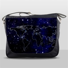 Blue World Map Starry Night Sky World Map Concept Art Messenger Bag by Loisa77