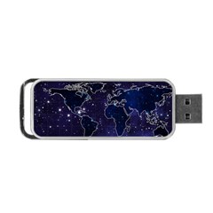 Blue World Map Starry Night Sky World Map Concept Art Portable Usb Flash (two Sides) by Loisa77