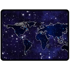 Blue World Map Starry Night Sky World Map Concept Art Two Sides Fleece Blanket (Large)